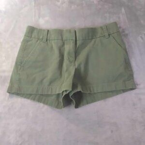 J.Crew Women Chino Shorts 2 Green Cotton Casual Classic Summer Preppy Army Girl